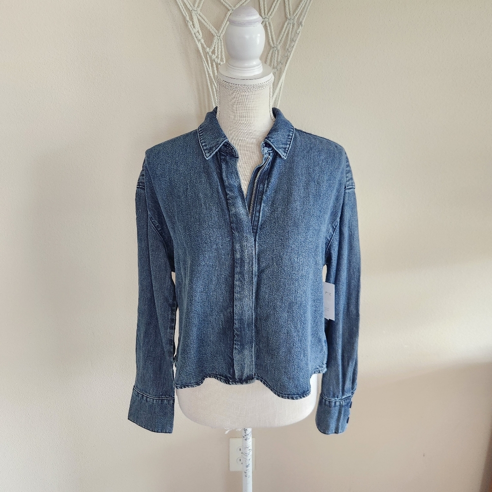 Bella Dahl Womens Cropped Denim Shirt Jacket Size Small NWT $158 - Picture 2 of 14